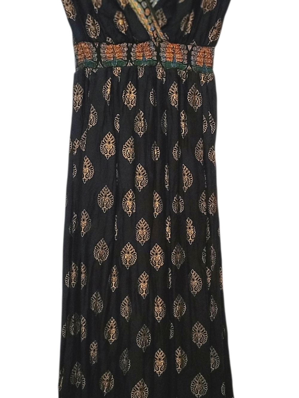 LAPOGEE - Small Bohemian Black and Gold Maxi Dress - Picture 4 of 6